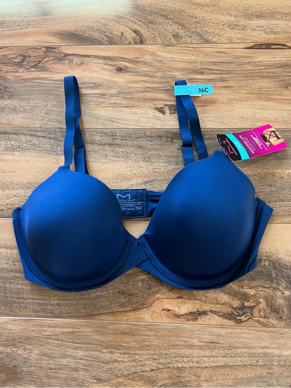 Maidenform T-Shirt Bra 36C Blue Underwire Convertible Straps SmartZone Cups NWT